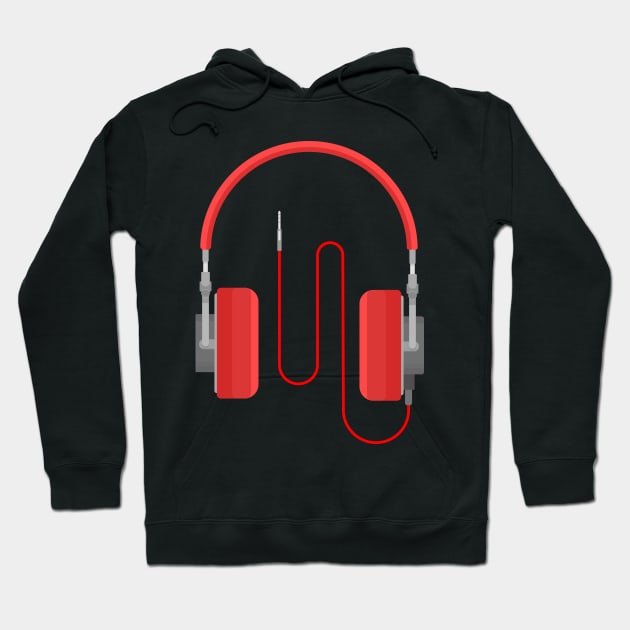 Red headphones Hoodie by Mihahanya